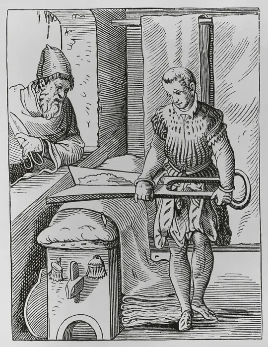 Framed Print : The trades. Clothworker, 16th century. Engraving Framed Print : The trades. Clothworker, 16th century. Engraving