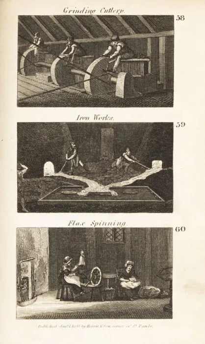 Framed Print : Trades in Regency England: Grinding cutlery, iron Framed Print : Trades in Regency England: Grinding cutlery, iron