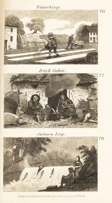 Framed Print : Trades in Regency Ireland: bleaching, Irish cabin Framed Print : Trades in Regency Ireland: bleaching, Irish cabin