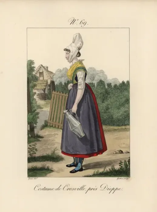 Framed Print : Tradeswoman of Rouen wearing a bonnet called a bavolet