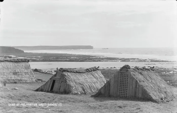 Framed Print : Traditional Coastal Huts at Freshwater West Framed Print : Traditional Coastal Huts at Freshwater West