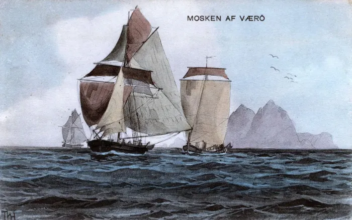 Framed Print : Traditional fishing boats off Mosken, Vaeroy, Norway Framed Print : Traditional fishing boats off Mosken, Vaeroy, Norway