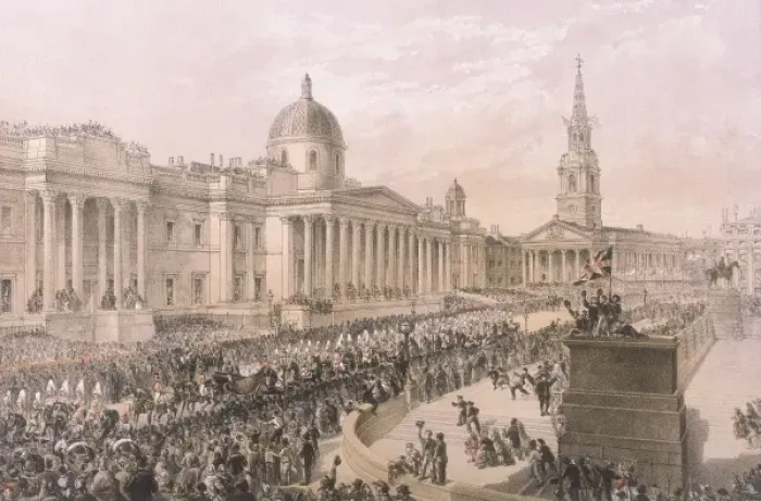 Framed Print : Trafalgar Sq / 1863 / Edward Framed Print : Trafalgar Sq / 1863 / Edward