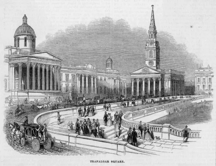 Framed Print : Trafalgar Square 1842 Framed Print : Trafalgar Square 1842
