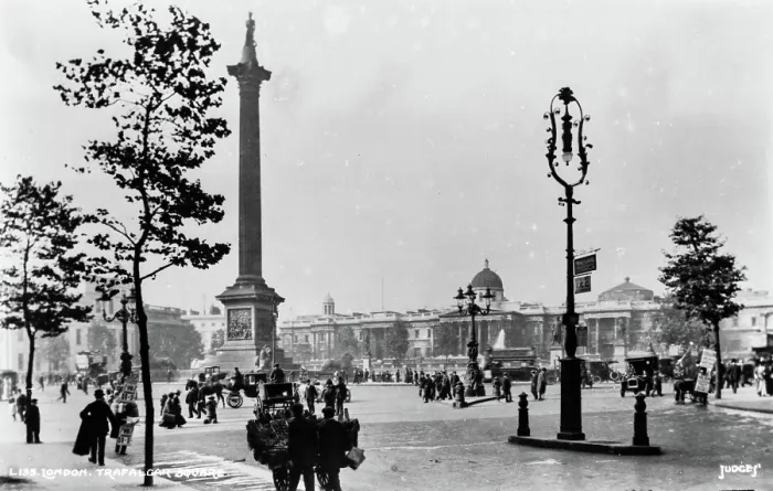 Framed Print : Trafalgar Square in Historical London Framed Print : Trafalgar Square in Historical London