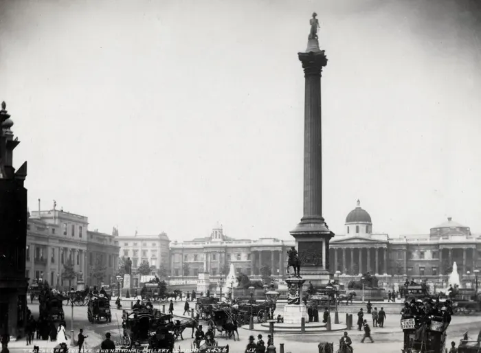 Framed Print : Trafalgar Square, Nelsons Column, National Gallery London Framed Print : Trafalgar Square, Nelsons Column, National Gallery London