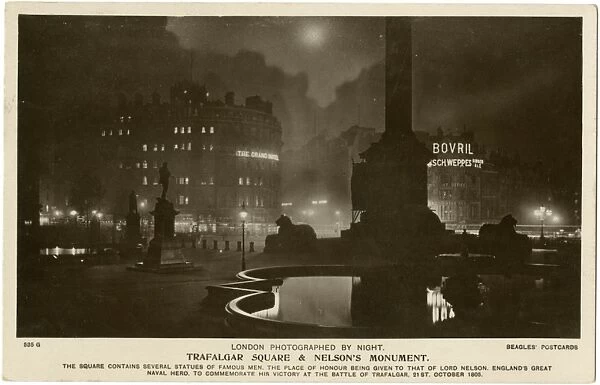 Trafalgar Square and Nelsons Monument, London - at night