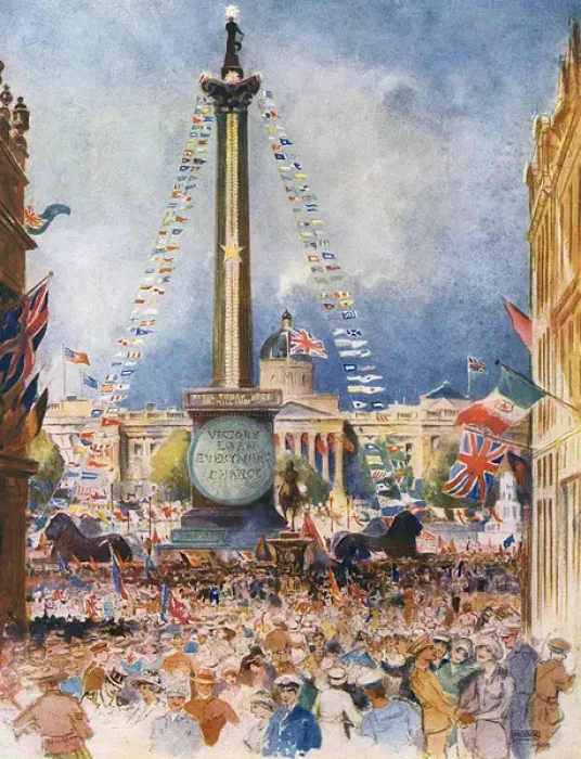 Framed Print : Trafalgar Square during the Victory Loan period, 1919 Framed Print : Trafalgar Square during the Victory Loan period, 1919