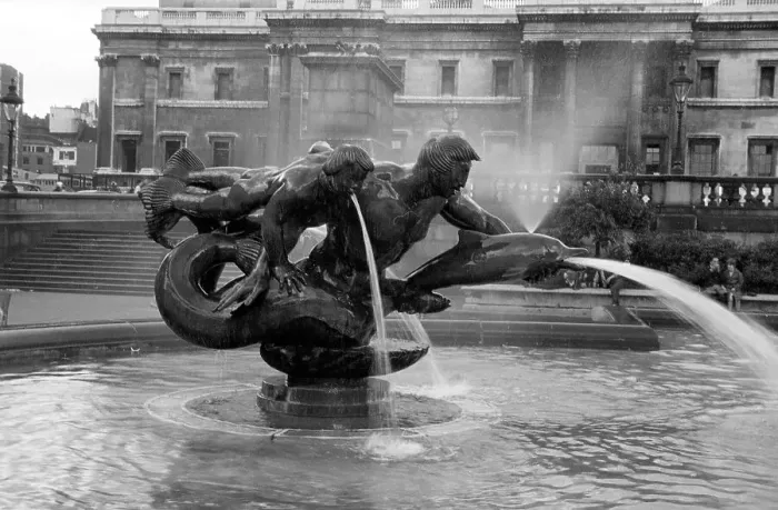 Framed Print : Trafalgar Square: The western-most Merman fountain Framed Print : Trafalgar Square: The western-most Merman fountain