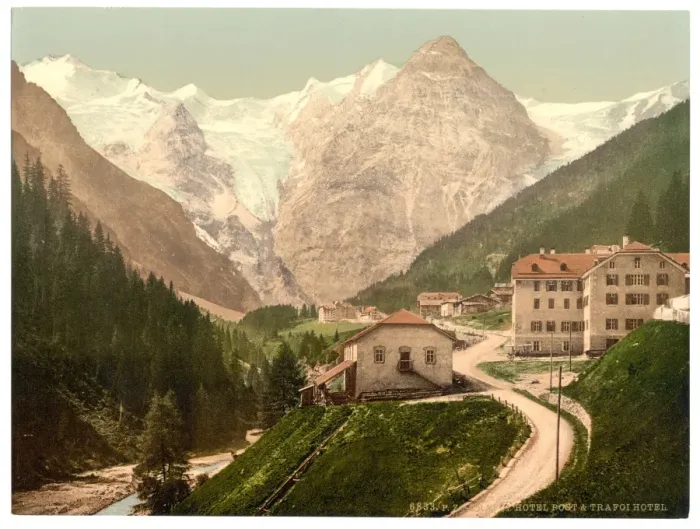 Framed Print : Trafoi Hotel and Post, Tyrol, Austro-Hungary Framed Print : Trafoi Hotel and Post, Tyrol, Austro-Hungary