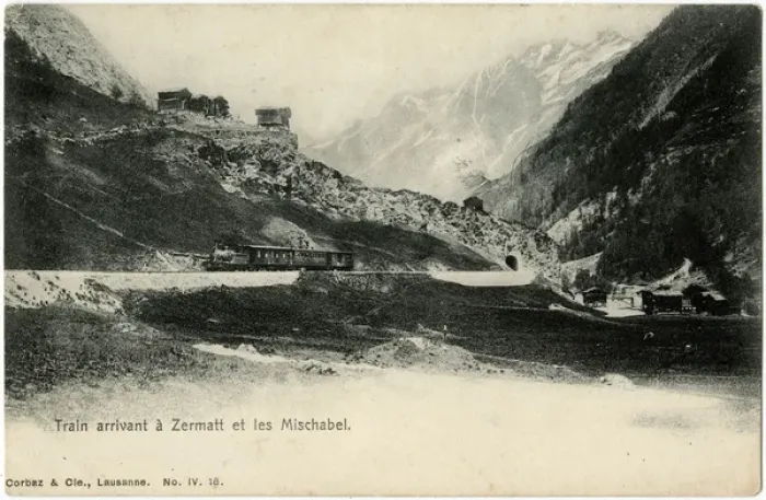 Framed Print : Train arriving at Zermatt, Switzerland and Mischabel massif Framed Print : Train arriving at Zermatt, Switzerland and Mischabel massif