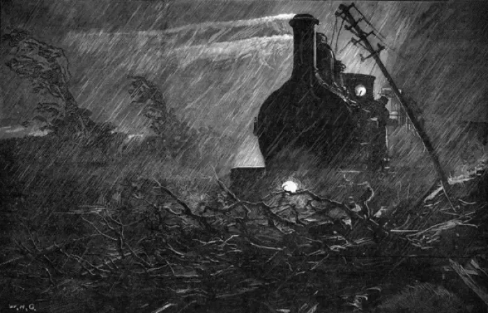 Framed Print : Train in Bad Weather