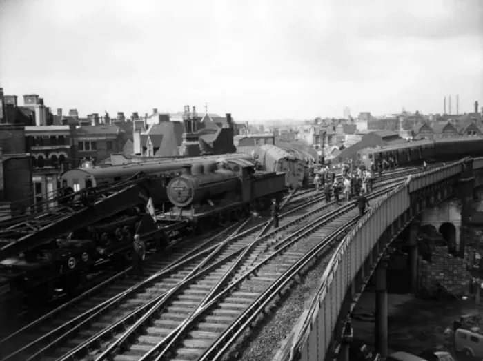 Framed Print : Train derailment, Borough Market, London SE1 Framed Print : Train derailment, Borough Market, London SE1