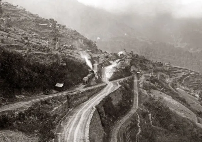 Framed Print : Train at Giabaree railway reversing station, near Darjeeling, India, circa 1890s Framed Print : Train at Giabaree railway reversing station, near Darjeeling, India, circa 1890s