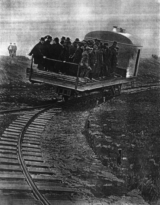 Framed Print : Train that runs on a single curve, the Gyroscopic car Framed Print : Train that runs on a single curve, the Gyroscopic car