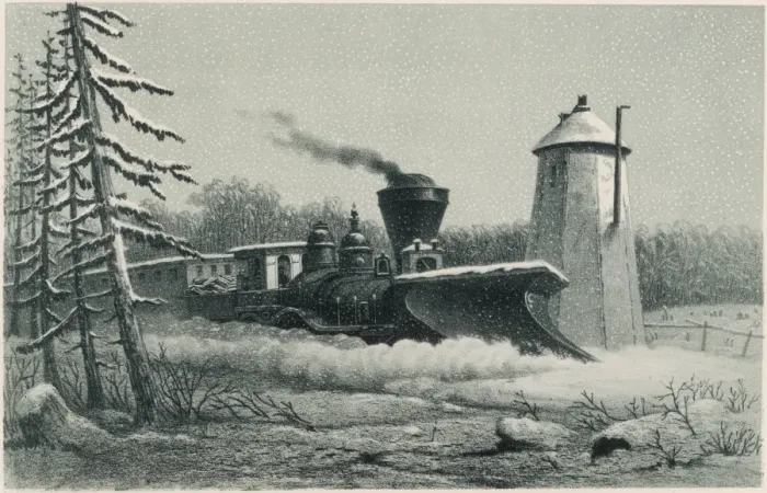 Framed Print : Train with a snow plough in Canada Framed Print : Train with a snow plough in Canada