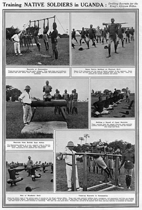 Framed Print : Training native soldiers in Uganda, WW1 Framed Print : Training native soldiers in Uganda, WW1
