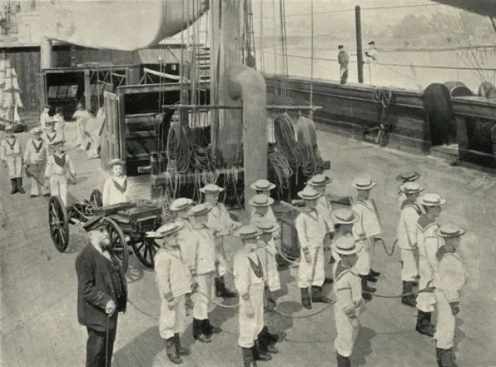 Framed Print : Training Ship Exmouth, gun crew Framed Print : Training Ship Exmouth, gun crew