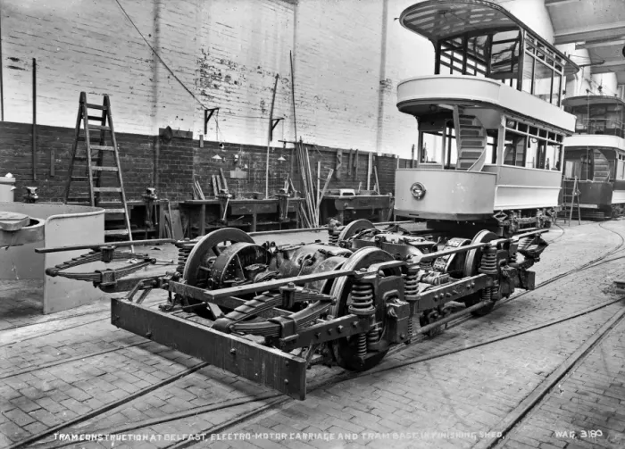Framed Print : Tram Construction at Belfast, Electro-Motor Carriage and Tra Framed Print : Tram Construction at Belfast, Electro-Motor Carriage and Tra