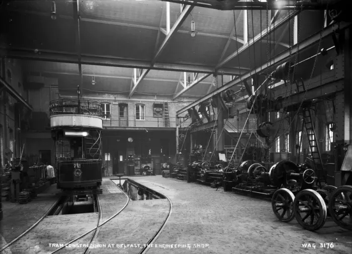 Framed Print : Tram Construction at Belfast, the Engineering Shop Framed Print : Tram Construction at Belfast, the Engineering Shop