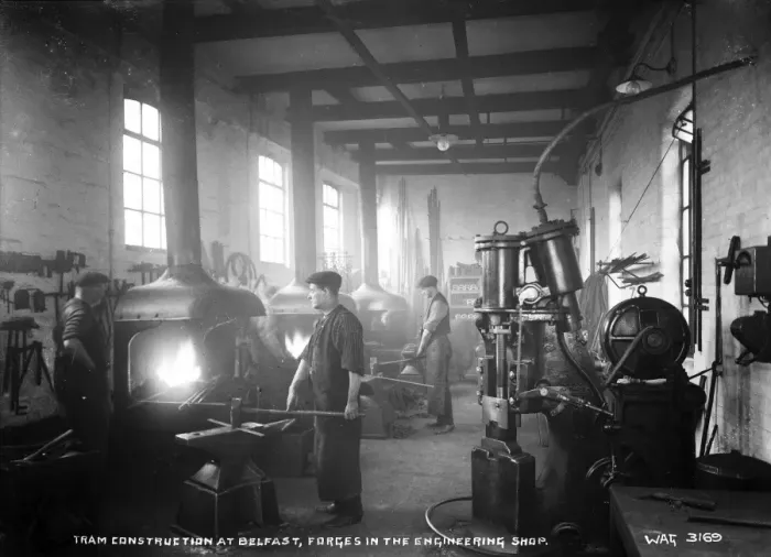 Framed Print : Tram Construction at Belfast, for ges in Engineering Shop Framed Print : Tram Construction at Belfast, for ges in Engineering Shop