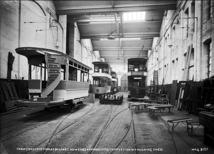 Framed Print : Tram Construction at Belfast, New Cars Approaching Completio Framed Print : Tram Construction at Belfast, New Cars Approaching Completio