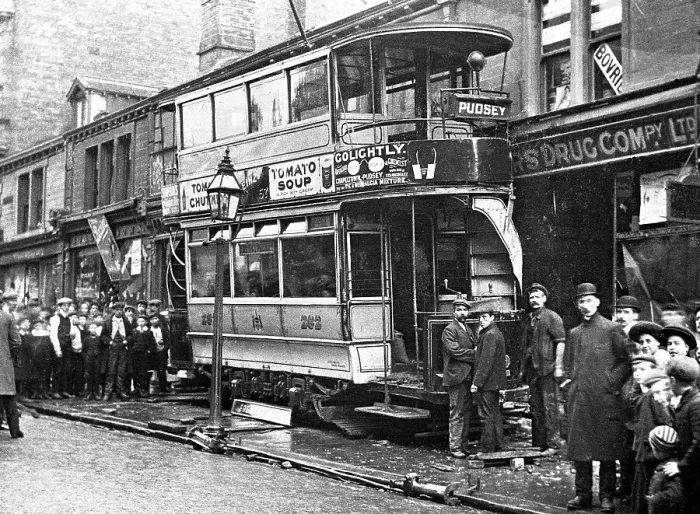 Framed Print : A tram crash at Pudsey Framed Print : A tram crash at Pudsey