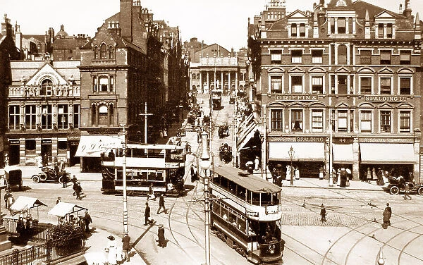 Trams in Market Street and Long Row, Nottingham