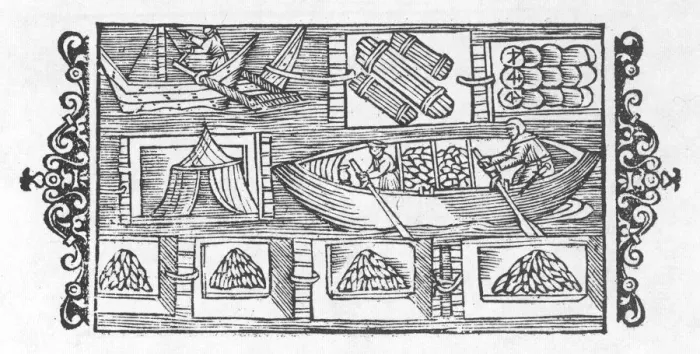 Framed Print : Transport by Raft 1555 Framed Print : Transport by Raft 1555