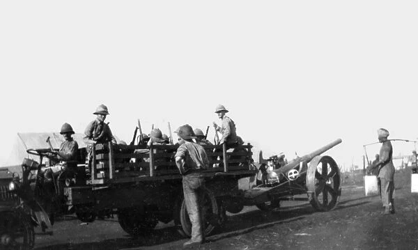 Transporting gun at Maktau Camp, Kenya, WW1