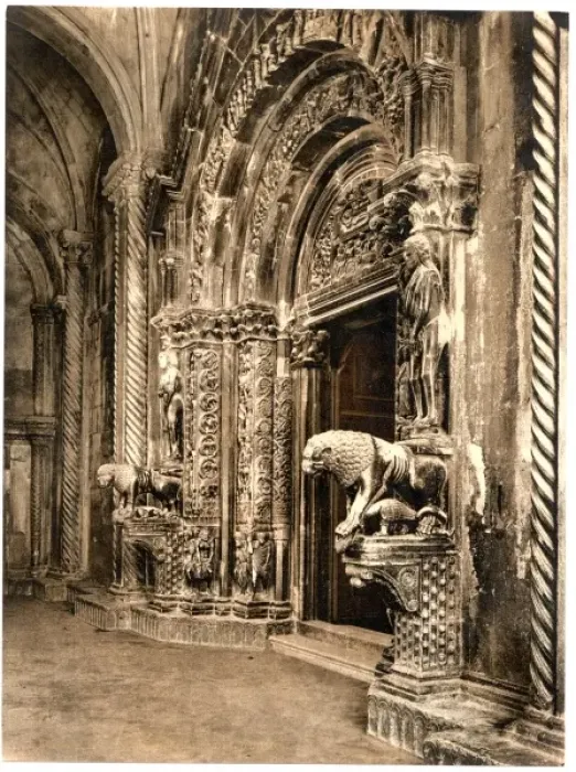 Framed Print : Trau, vestibule of the cathedral, Dalmatia, Austro-Hungary
