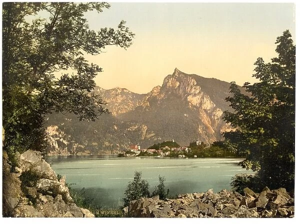 Traunkirchen, from Winkel, Upper Austria, Austro-Hungary