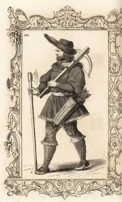 Framed Print : Travel costume of a Scandinavian man, 16th century Framed Print : Travel costume of a Scandinavian man, 16th century