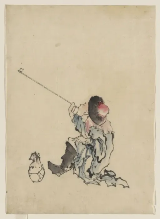 Framed Print : A traveler, seated, wearing a robe, boots, and rounded-top c