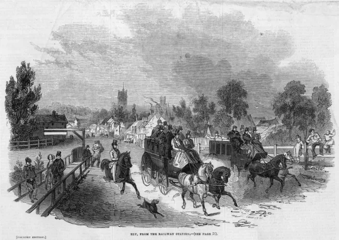 Framed Print : ELY. Travelers in a hurry to leave Ely, Cambridgeshire Framed Print : ELY. Travelers in a hurry to leave Ely, Cambridgeshire