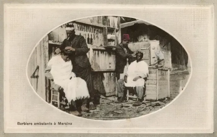 Framed Print : Travelling Barbers at Work - Mersin