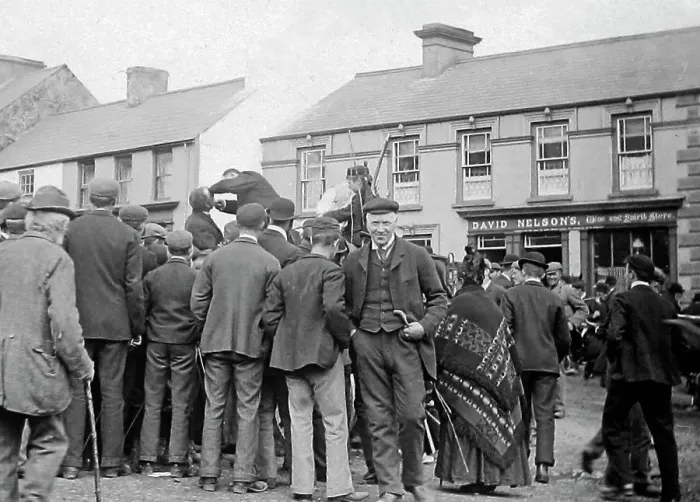 Framed Print : Travelling dentist, May Fair, Ballyclare, Ireland in 1883 Framed Print : Travelling dentist, May Fair, Ballyclare, Ireland in 1883