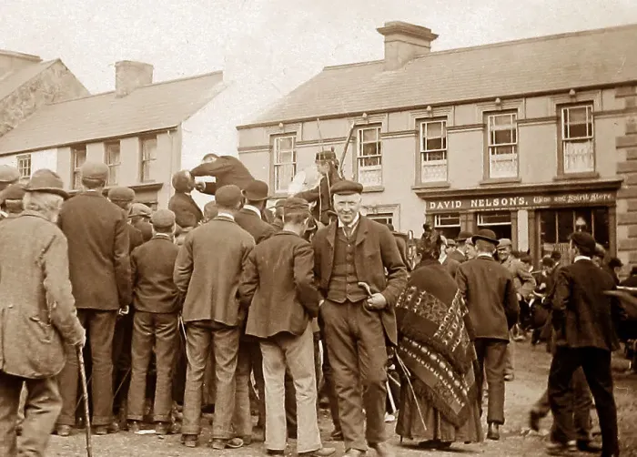 Framed Print : Travelling dentist, May Fair, Ballyclare, Ireland in 1883 Framed Print : Travelling dentist, May Fair, Ballyclare, Ireland in 1883