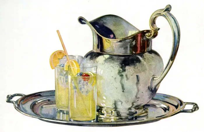 Framed Print : Tray with lemonade jug and two glasses Framed Print : Tray with lemonade jug and two glasses