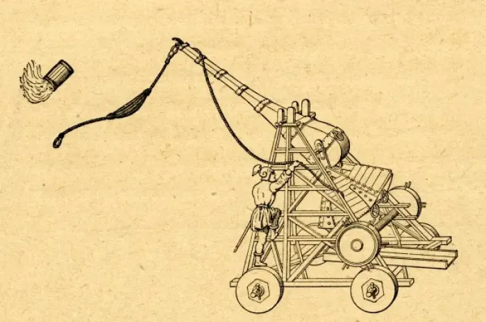 Framed Print : Trebuchet. A Trebuchet siege engine from the 16th century Framed Print : Trebuchet. A Trebuchet siege engine from the 16th century