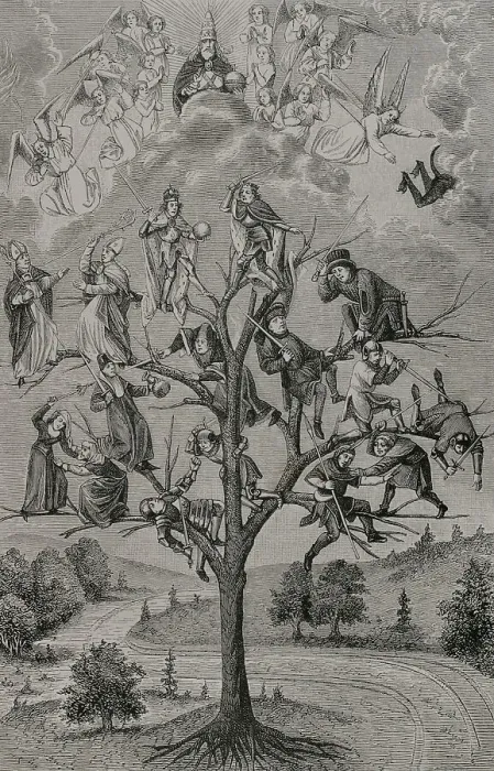 Framed Print : The Tree of Battles. Allegorical engraving representing Framed Print : The Tree of Battles. Allegorical engraving representing