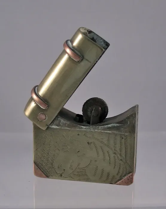 Framed Print : Trench Art lighter in the shape of a book, WW1 Framed Print : Trench Art lighter in the shape of a book, WW1