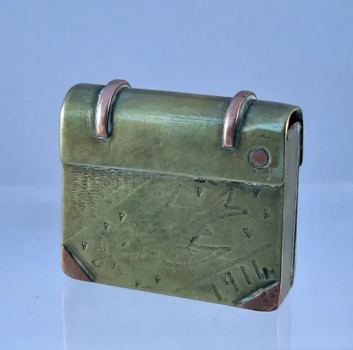 Framed Print : Trench Art lighter in the shape of a book, WW1 Framed Print : Trench Art lighter in the shape of a book, WW1