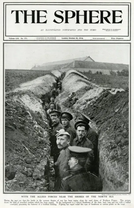 Framed Print : Trench in sand dunes, Northern France, 1914 Framed Print : Trench in sand dunes, Northern France, 1914
