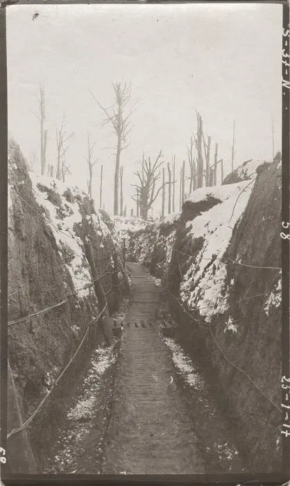 Framed Print : Trench in winter, Western Front, WW1 Framed Print : Trench in winter, Western Front, WW1