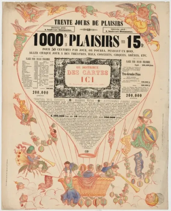 Framed Print : Trente jours de plaisirs. 1000 fr. de plaisirs pour 15 fr. P Framed Print : Trente jours de plaisirs. 1000 fr. de plaisirs pour 15 fr. P