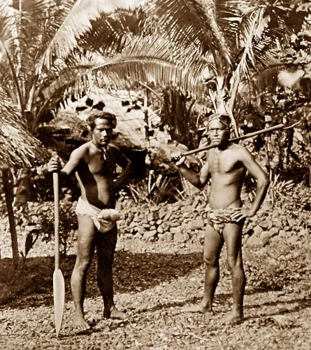 Framed Print : Tribesmen, Pago Pago, American Samoa, Victorian period Framed Print : Tribesmen, Pago Pago, American Samoa, Victorian period