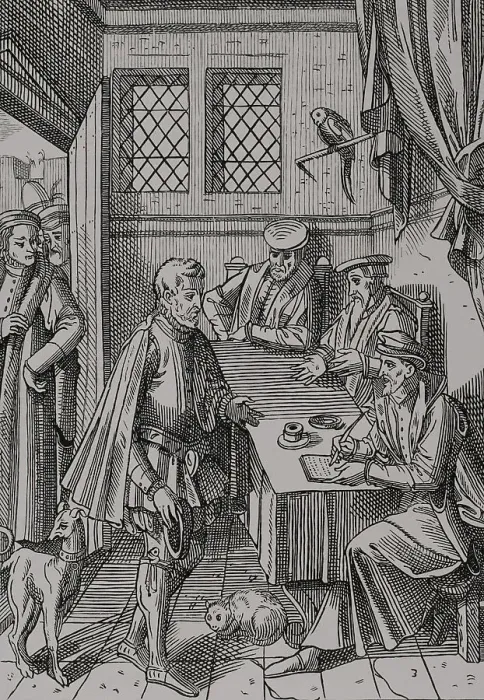 Framed Print : Tribunal of the King's Bailiff. Engraving. Facsimile Framed Print : Tribunal of the King's Bailiff. Engraving. Facsimile