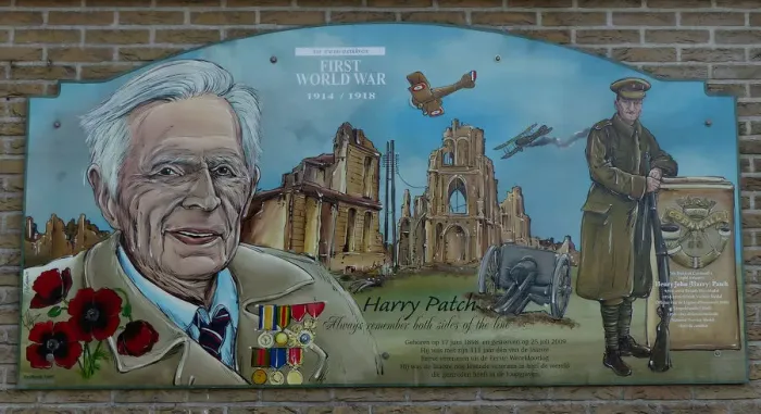 Framed Print : Tribute to Harry Patch, Carrefour, Langemarck Framed Print : Tribute to Harry Patch, Carrefour, Langemarck