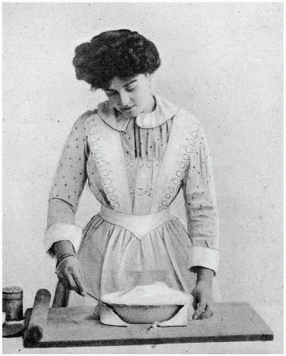 Framed Print : Trim the edge of the tart with share knife. Date: 1907
